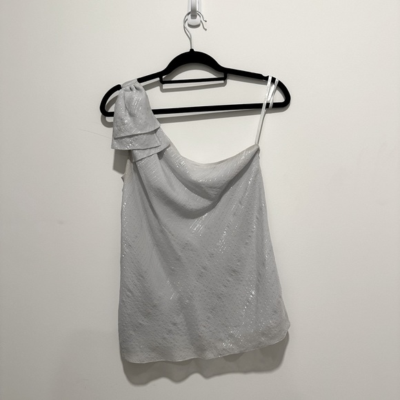 Club Monaco top, one shoulder, metallic, some discolouration - Picture 2 of 3